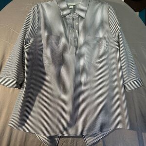 Pin striped open back blouse